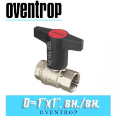 Кран шаровый с Т-образной ручкой Oventrop Optibal D1"x1", вн/вн.