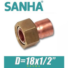 Гайка накидная медная под пайку Sanha D=18х1/2"