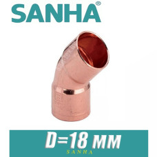 Угол медный под пайку Sanha D=18х45