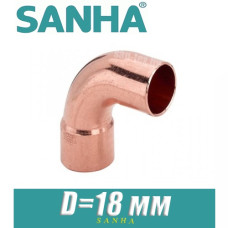 Угол медный под пайку Sanha D=18х90 вн/нар