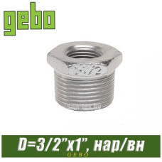 Футорка оцинкованная Gebo 1 1/2"x1", нар/вн