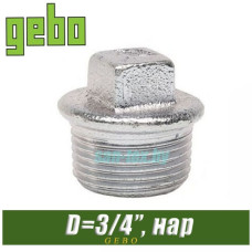 Заглушка оцинкованная Gebo 3/4", нар 