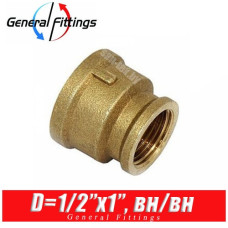 Муфта латунная General Fittings D1/2"x1", вн./вн.