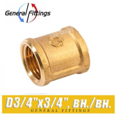 Муфта латунная General Fittings D3/4"x3/4", вн./вн.