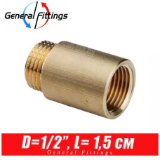 Удлинитель латунный General Fittings D1/2", L1,5 см