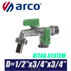 Кран садовый шаровый Arco NANO DOUBLE MAC D1/2"х3/4"х3/4"