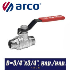 Кран шаровый с ручкой Arco TURIA D3/4ʺx3/4ʺ, нар/нар.