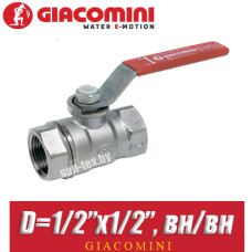 Кран шаровый GIACOMINI D1/2ʺх1/2" с ручкой, вн/вн