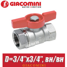 Кран шаровый GIACOMINI D3/4ʺх3/4", вн/вн