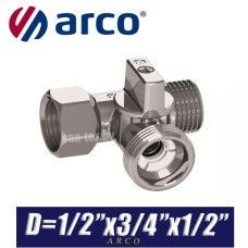 Кран шаровый трехпроходной Arco MINI TE D1/2"x3/4"x1/2"