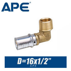 Угол под пресс APE D16x1/2", нар.