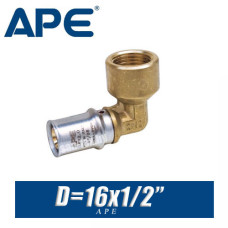 Угол под пресс APE D16x1/2", вн.