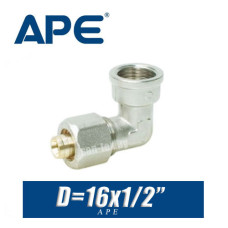 Угол цанговый APE D16x1/2", вн.