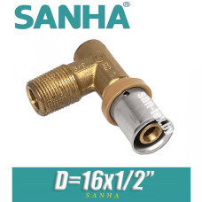 Угол под пресс Sanha D16x1/2", нар.