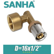 Угол под пресс Sanha D16x1/2", вн.