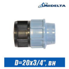 Переход ПЭ Unidelta  D=20x3/4", вн.