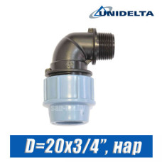 Угол ПЭ Unidelta D=20x3/4", нар.