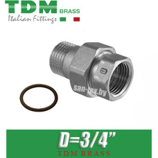 Американка никелированная прямая TDM Brass D3/4"