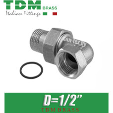Американка никелированная угловая TDM Brass D1/2"