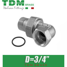 Американка никелированная угловая TDM Brass D3/4"
