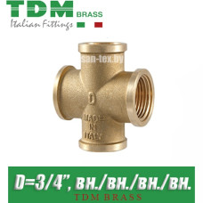 Крестовина латунная TDM Brass D3/4"
