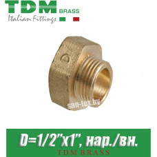 Переход латунный TDM Brass D1/2"x1", нар./вн.