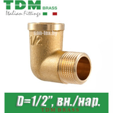 Угол латунный TDM Brass D1/2" вн./нар.