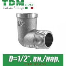 Угол никелированный TDM Brass D1/2" вн./нар.