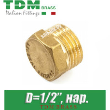 Заглушка латунная TDM Brass D1/2", нар.