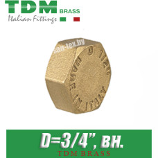 Заглушка латунная TDM Brass D3/4", вн.