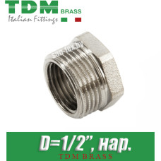 Заглушка никелированная TDM Brass D1/2", нар.
