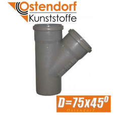 Тройник канализационный Ostendorf D75x45 град.